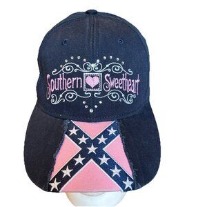 Six panel ball cap blue pink southern Sweetheart bling stars embroidered design